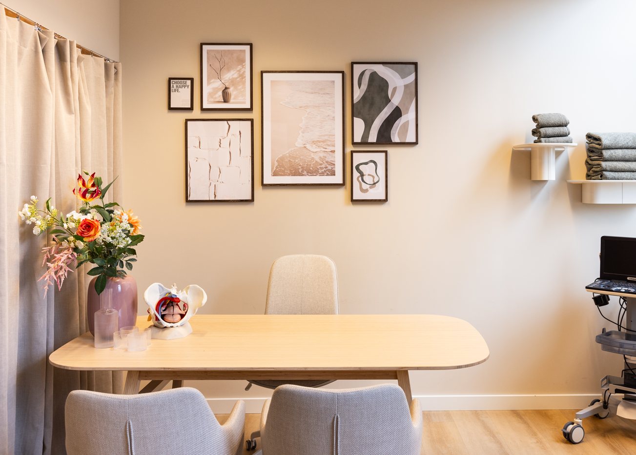 Een behandelruimte van Bekkenfysiotherapie Centrum Haarlem